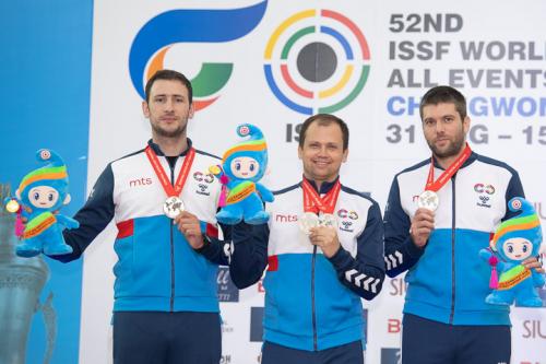 Tim Srbije: Petrov, Mikec, Grgic Foto: ISSF